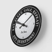 カスタムゴルフボールスポーツゴルファーのデコールブラック&ホワイト ラウンド壁時計 (傾斜)