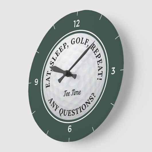 カスタムゴルフボールスポーツゴルファー引用文グリーンブラック ラージ壁時計 (傾斜)