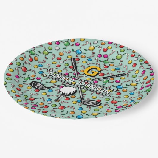 カスタムゴルフモエレガントノグラムデザイン ペーパープレート (アングル)