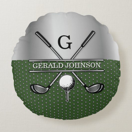 カスタムゴルフモノグラムデザイン ラウンドクッション (正面)