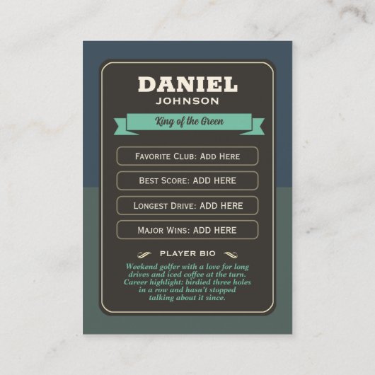 カスタムゴルフ取引カード、ゴルファーパーソナライズされたカード コーリングカード (裏面)