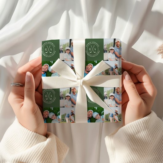 カスタムゴルフ マルチフォト モノグラム 父の日 ラッピングペーパー