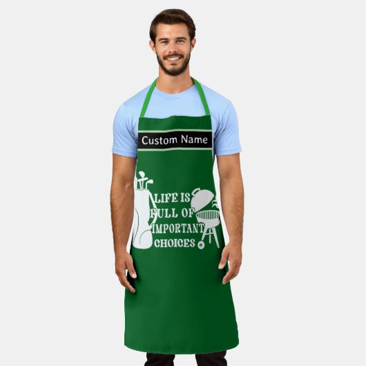 カスタムゴルフBBQエプロン – ゴルファーパーソナライズされたギフト エプロン (着用した状態)