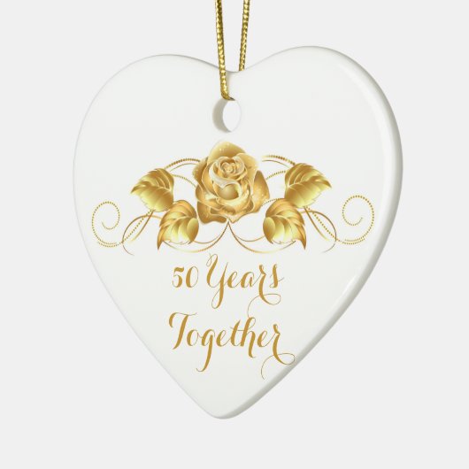 カスタムゴールデンアニバーサリークリスマスオーナメント セラミックオーナメント (左)