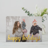カスタムゴールデンスクリプトクリスマスフォトハッピー 箔シーズンカード (立ち正面)