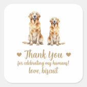 カスタムゴールデントリーバードッグ結婚式の引き出物ステッカー スクエアシール (正面)