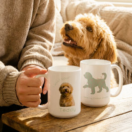 カスタムゴールデンドゥードル 写真入り I Woof You パーソナライズド コーヒーマグカップ
