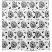 カスタムゴールデンドルドッグパーソナライズされたスケッチ シャワーカーテン (正面)