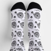 カスタムゴールデンドルドッグパーソナライズされたスケッチ ソックス (上部)