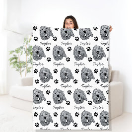 カスタムゴールデンドルドッグパーソナライズされたスケッチ フリースブランケット