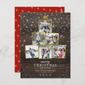 カスタムゴールデンフォトツリー | クリスマスエレガント ポストカード (正面/裏面)