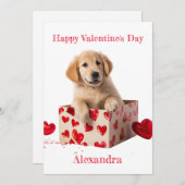 カスタムゴールデンリトリバーハートボックスバレンタイン シーズンカード (正面/裏面)