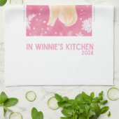 カスタムゴールデンレジャーピンククリスマステアオル キッチンタオル (折り畳み)