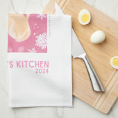 カスタムゴールデンレジャーピンククリスマステアオル キッチンタオル (四つ折り)