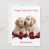 カスタムゴールデンレトリエバーパピズバキスをするレンタイン シーズンカード (正面)
