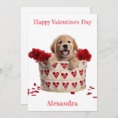 カスタムゴールデンレトリエバーパピーバレンタイン シーズンカード (正面/裏面)
