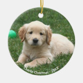カスタムゴールデンレトリエバーパピー写真 セラミックオーナメント (正面)
