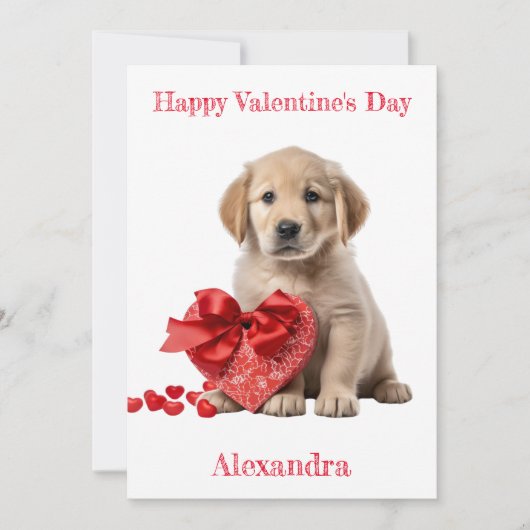カスタムゴールデンレトリバーハートギフトバレンタイン シーズンカード (正面)