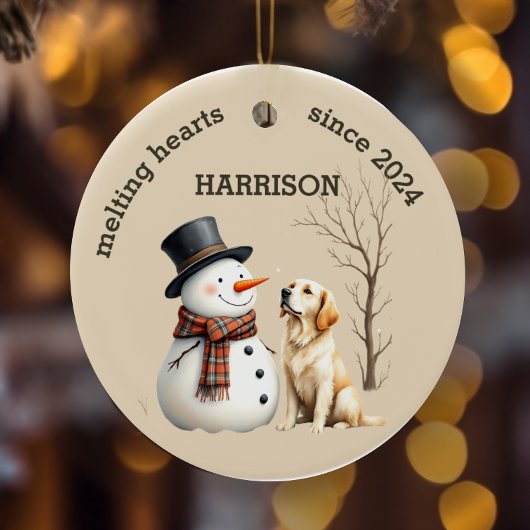 カスタムゴールデンレトリバーハート溶融形器 セラミックオーナメント