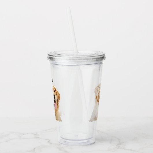 カスタムゴールデン描レトリバーパーソナライズされたドッグ アクリルタンブラー (左)