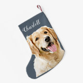 カスタムゴールデン描レトリバーパーソナライズされたドッグ スモールクリスマスストッキング (裏面 (吊り時))