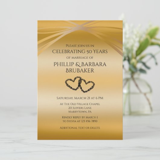 カスタムゴールデン50周年記念オリジナルハートアーチ 招待状 (スタンド正面)