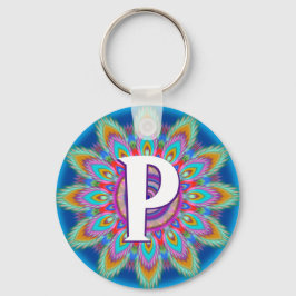 カスタムサイケデリックイニシャルのキーリング キーホルダー