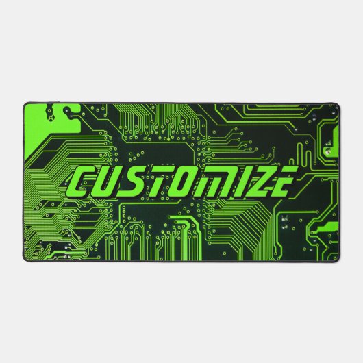カスタムサイバーグリーンPCB基板テクノロジーアート デスクマット (正面)