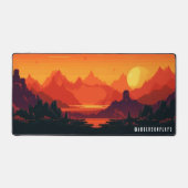 カスタムサイバーサンセットレトロゲーム デスクマット (正面)