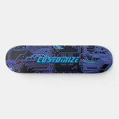 カスタムサイバー ブルーPCB回路基板 テクノロジーアート スケートボード (横)