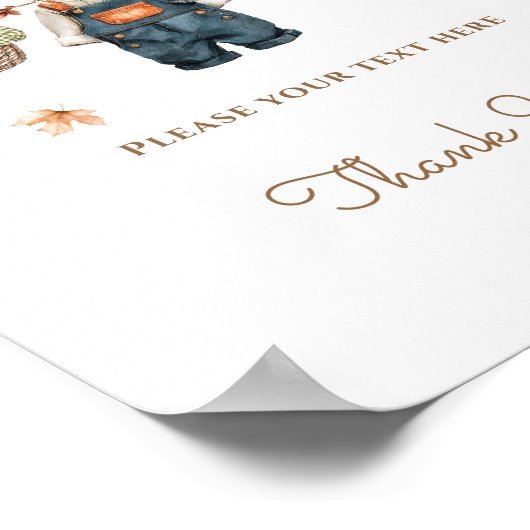 カスタムサインカボチャ素朴秋ベビーシャワー ポスター (角)