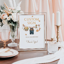 カスタムサインカボチャ素朴秋ベビーシャワー ポスター