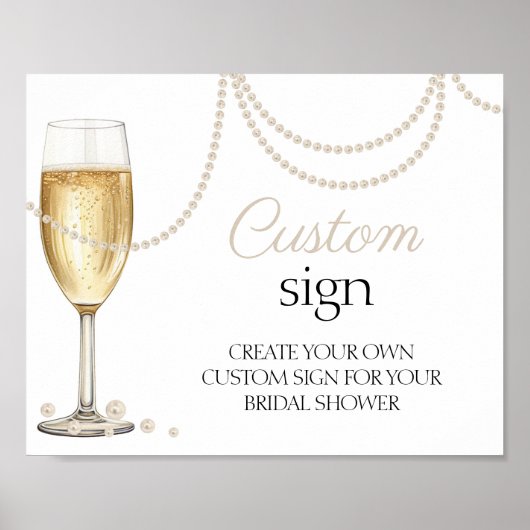 カスタムサイン真珠プロセッコブライダルシャワー徴候 ポスター (正面)