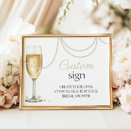カスタムサイン真珠プロセッコブライダルシャワー徴候 ポスター