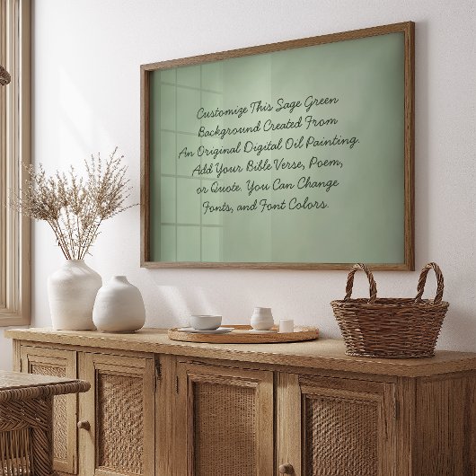 カスタムサイン自分の言葉をアップロードSage Green ポスター