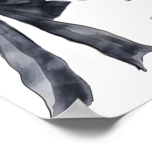 カスタムサイン黒弓フランスのブライダルシャワー標識 ポスター (角)