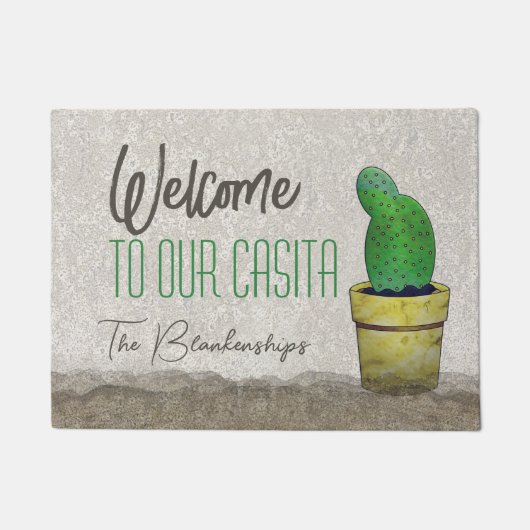カスタムサウスウエストパドルカクタスアートウェルカム ドアマット (正面)