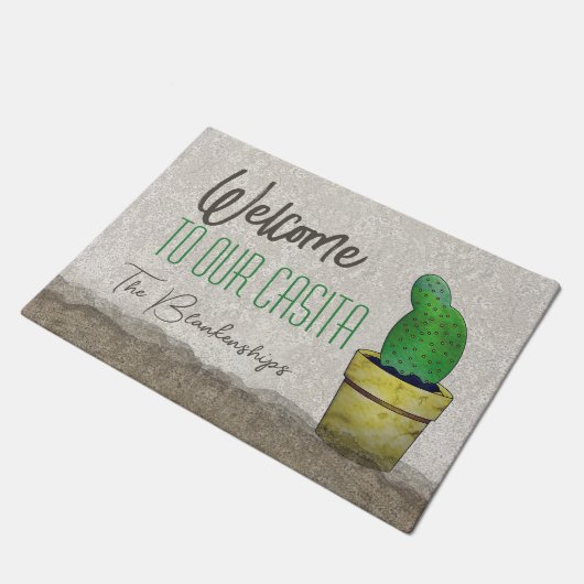 カスタムサウスウエストパドルカクタスアートウェルカム ドアマット (アングル)