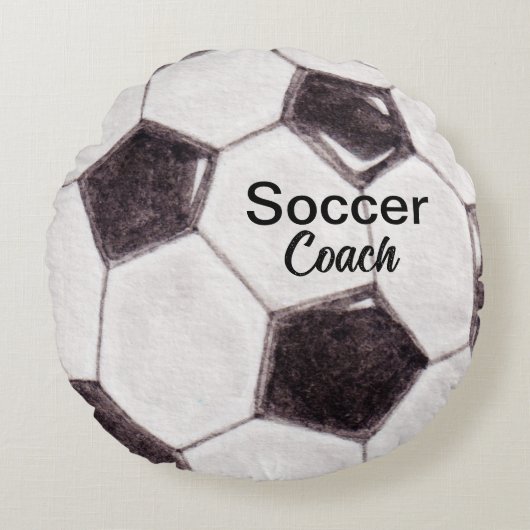 カスタムサッカーのコーチ形見 ラウンドクッション (正面)