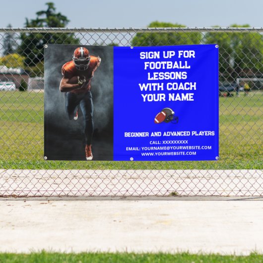 カスタムサッカーのコーチ指導クラスレッスブルー 横断幕 (インサイチュ)