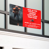 カスタムサッカーのコーチ指導クラスレッスレッド 横断幕 (ビルの外側)