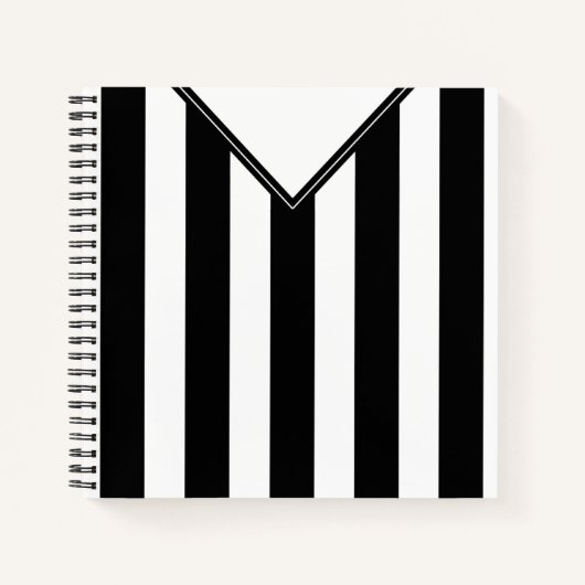 カスタムサッカーのサッカーブラック&ホワイトジャージー ノートブック (正面)