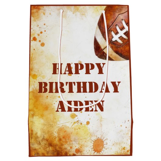 カスタムサッカーのテーマパーティー ミディアムペーパーバッグ (裏面)