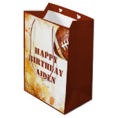 カスタムサッカーのテーマパーティー ミディアムペーパーバッグ (裏面アングル)