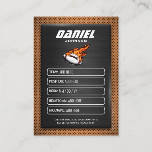 カスタムサッカーのトレーディングカード、選手プロファイルカード コーリングカード (裏面)