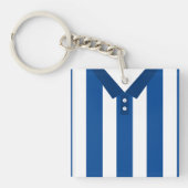 カスタムサッカーのラグビージャージーのキーリング青いストライプ キーホルダー (正面)