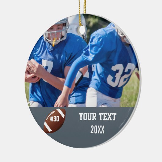 カスタムサッカーの写真の名前と番号 セラミックオーナメント (左)