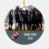 カスタムサッカーの写真の名前と番号 セラミックオーナメント (裏面)
