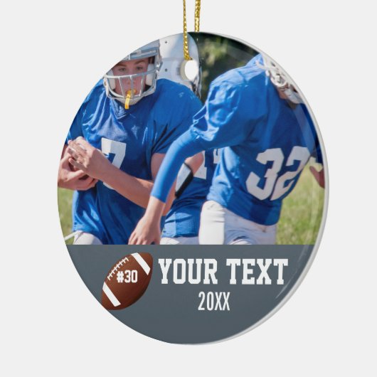 カスタムサッカーの写真の名前と番号 セラミックオーナメント (左)