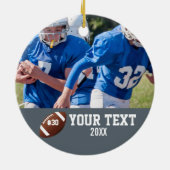 カスタムサッカーの写真の名前と番号 セラミックオーナメント (裏面)